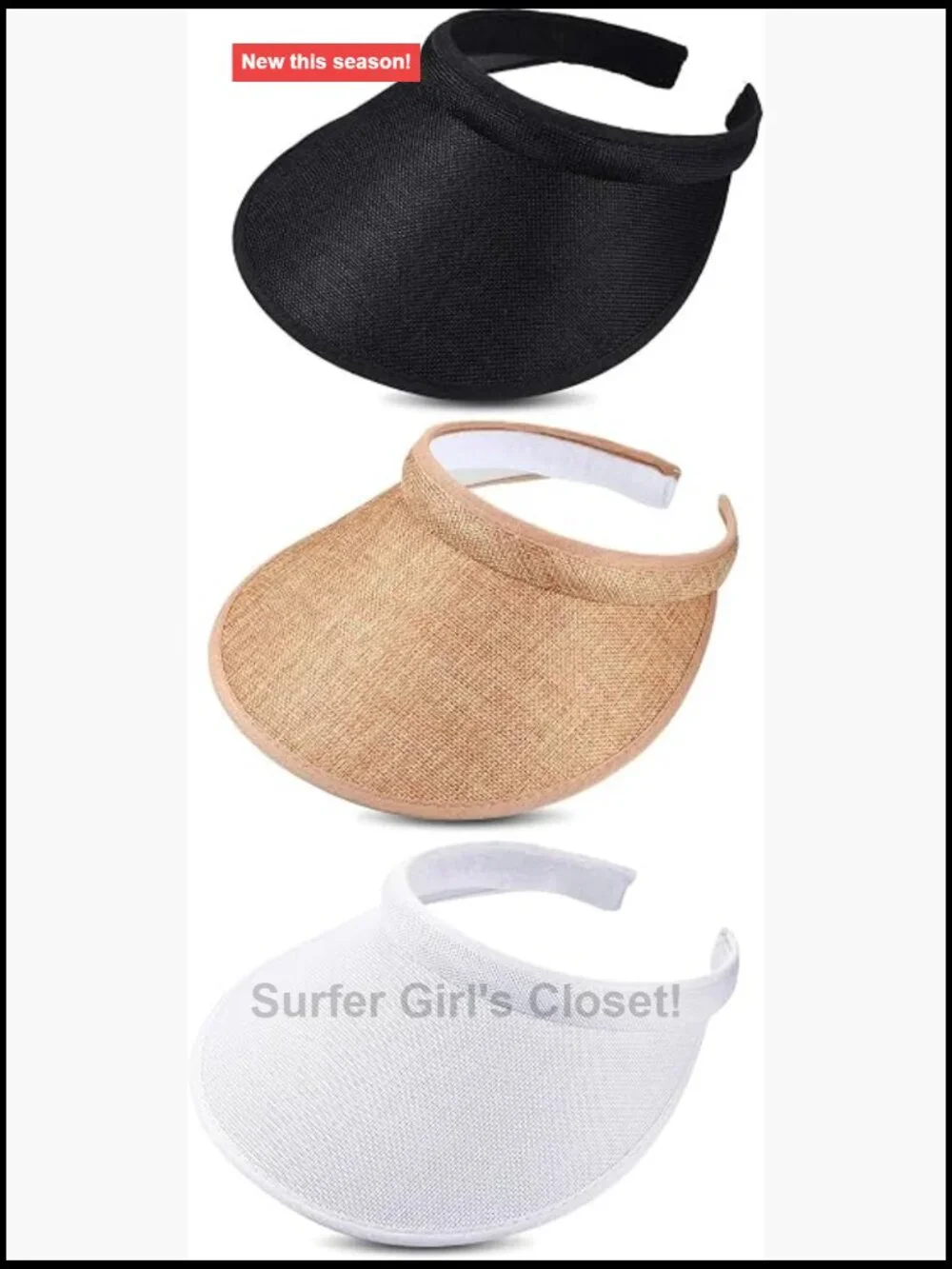 3 Pack Slip on Sun Visor Hats UV Protection Wide Brim Adjustable Summer Sport